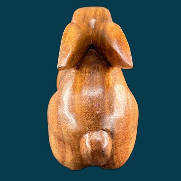 Gardeners Eden, Handcarved Wooden Easter Rabbit Figurine, Made In Philippines - Picture 2 of 9